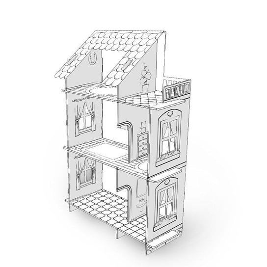 Domek dla lalek z kartonu tektury kolorowanka 3D XL Tekturaki Tekturaki
