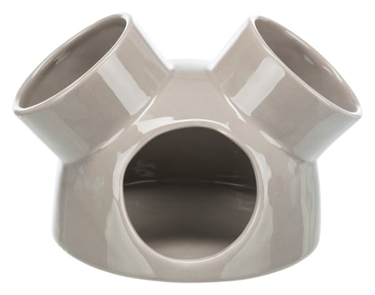 Domek dla myszy, szarobrązowy, ceramiczny,  o 16 × 12 cm, z 3 wejściami Trixie
