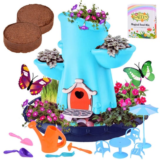 Domek dla roślin, niebieska doniczka na kwiaty, zestaw kreatywny dla dzieci Inna producent