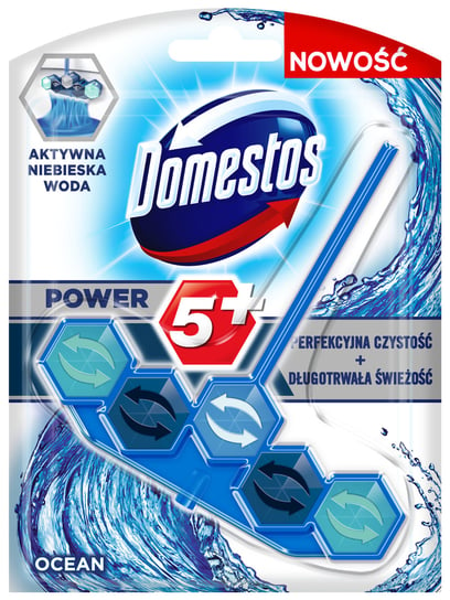 Domestos, Kostka zapachowa do toalet Power 5+, Aktywna Niebieska Woda, Ocean, 53 g Unilever