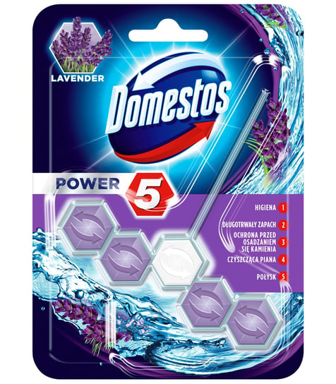 Domestos, Kostka zapachowa do toalet Power 5, Lavender, 55 g Unilever