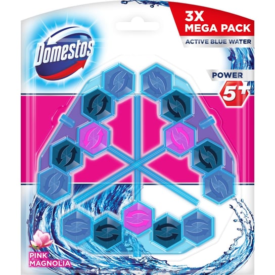 Domestos Power 5+ Aktywna Niebieska Woda Pink Kostka zapachowa do toalet 3 x 53 g Domestos