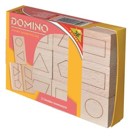 Domino drewniane - figury geometryczne, gra, Bączek Bączek