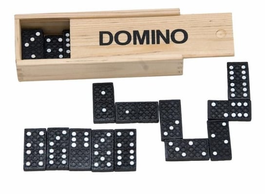 Domino Klasyczne W Drewnianym Pudełku, gra planszowa, logiczna, Woodyland Woodyland