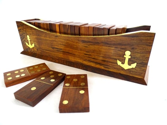 Domino w pudełku łódka KEMIS, brązowe, 27x7x8 cm Kemis - House of Gadgets