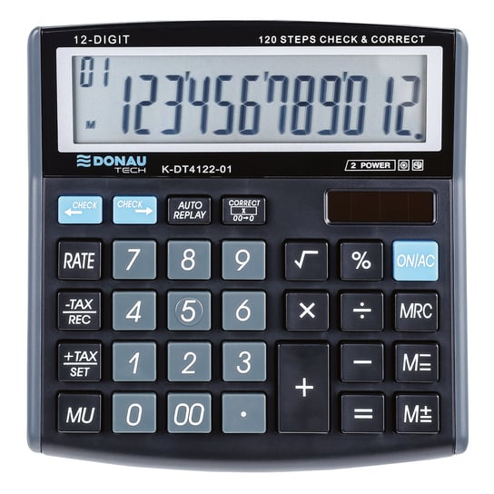 Donau, Kalkulator 12 cyfrowy K-DT4122, 12 CYFR, czarny, 136x134x28 mm Donau