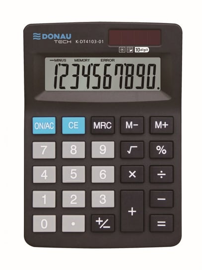 Donau Tech, Kalkulator biurowy 10-cyfr wyświetlacz wym. 127x88x23 mm, Czarny DONAU TECH