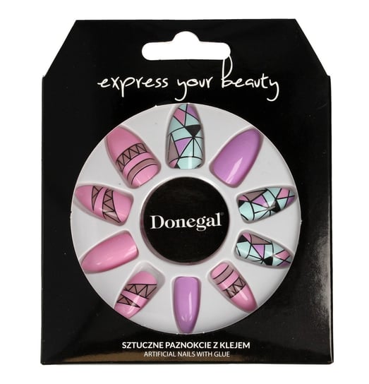 Donegal, Express Your Beauty, sztuczne paznokcie z klejem, 24 szt. Donegal