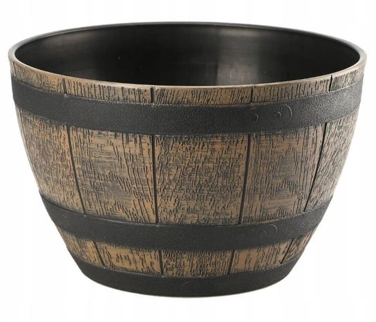 Donica imitacja drewna okrągła Barrel 33 cm ciemny brąz Galicja