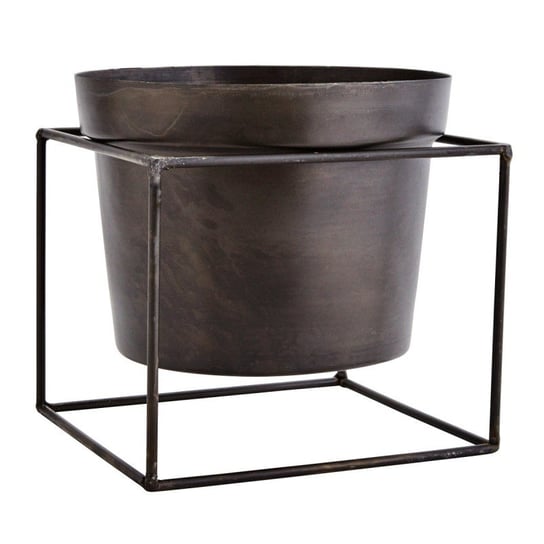 Donica metalowa na stojaku, czarna, 15x19 cm Madam Stoltz