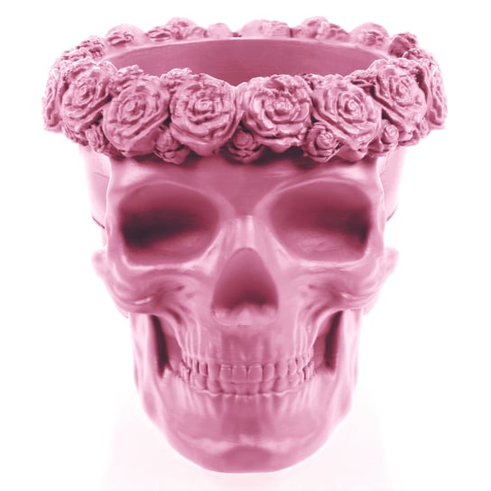 Donica Skull Flowers Candy Pink Poli  9 Cm Candellana