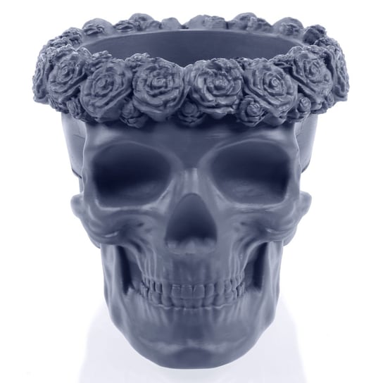 Donica Skull Flowers Midnight Gray Poli  11 Cm Candellana