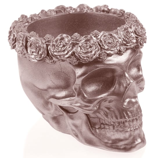 Donica Skull Flowers Rose Gold Poli  9 Cm Candellana