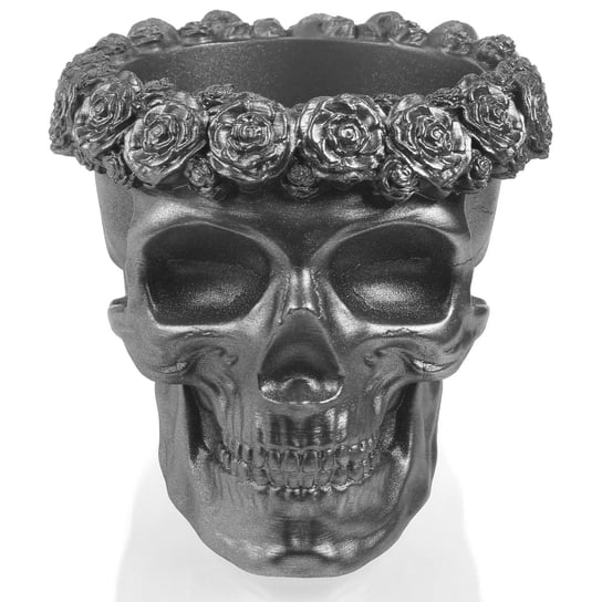 Donica Skull Flowers Steel Poli  9 Cm Candellana