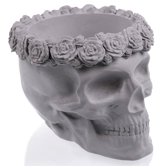 Donica Skull Flowers Unpainted  9 Cm Candellana