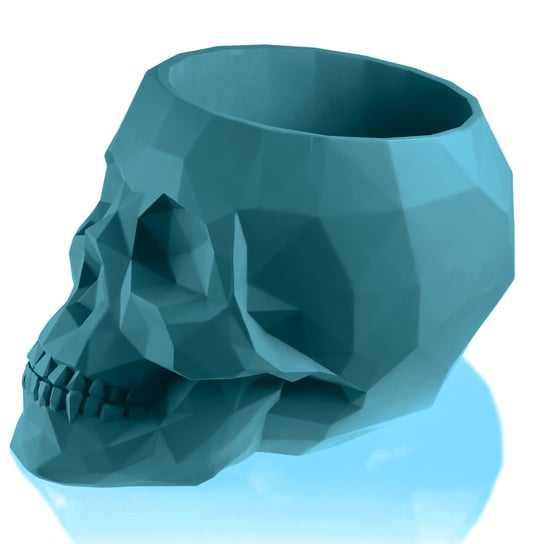 Donica Skull Low-Poly Dark Turquoise Poli  11 Cm Candellana