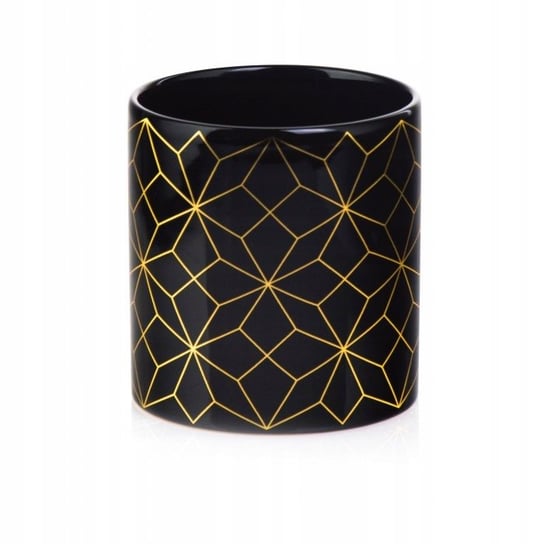 Doniczka ceramiczna na kwiaty czarno-złota 13,5 cm POLNIX