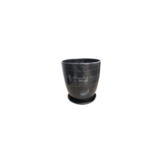 Doniczka ceramiczna Nova z podstawką czarna czarny Wisan
