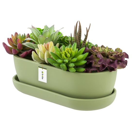 Doniczka ceramiczna nowoczesny kolor Jasny zielony Mat 27,5 cm Owalna Kaktusiarka Botle
