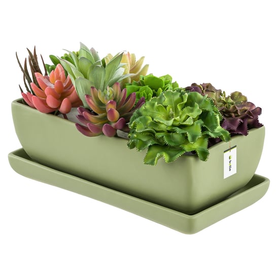 Doniczka ceramiczna nowoczesny kolor Jasny zielony Mat 29 cm Prostokąt Kaktusiarka Botle