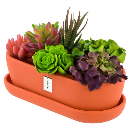 Doniczka ceramiczna nowoczesny kolor Pomarańczowy Mat 27,5 cm Owalna Kaktusiarka Botle