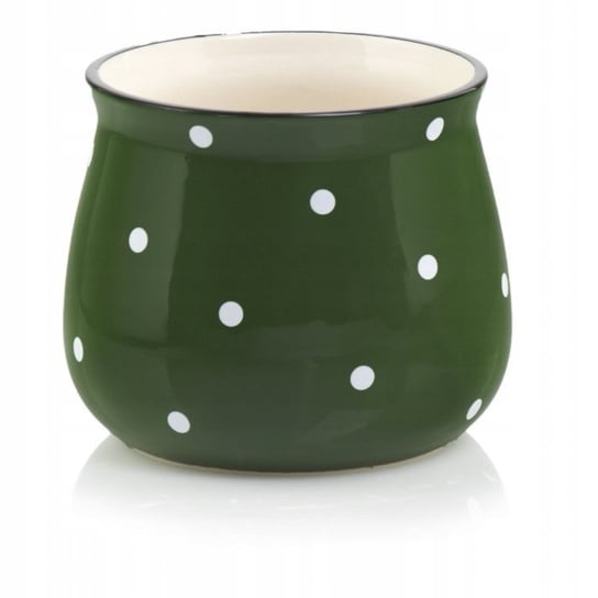 Doniczka Ceramiczna W Kropki 10 Cm Zielona POLNIX