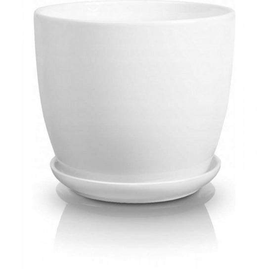 Doniczka ceramiczna z podstawką 13 cm biała POLNIX
