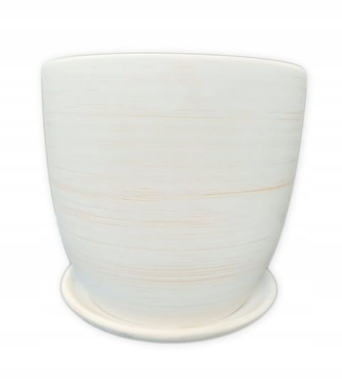 Doniczka ceramiczna z podstawką biała 13 cm POLNIX
