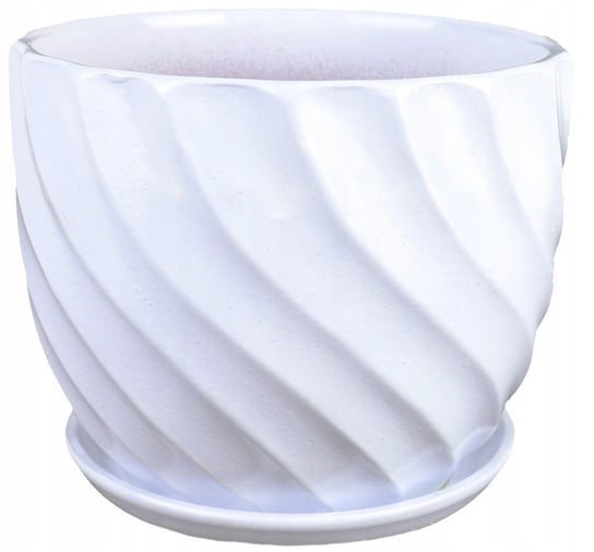 Doniczka ceramiczna z podstawką biała 14 cm POLNIX