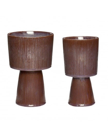 Doniczka, ceramika, fioletowy / brązowy, s / 2 Hübsch Hubsch Design