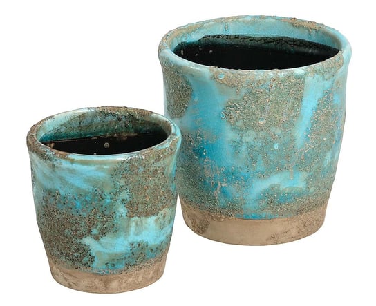 Doniczka, donica, osłonka Azzurro Old, ceramika, 12,5x13x13 cm (C24021C94) Belldeco