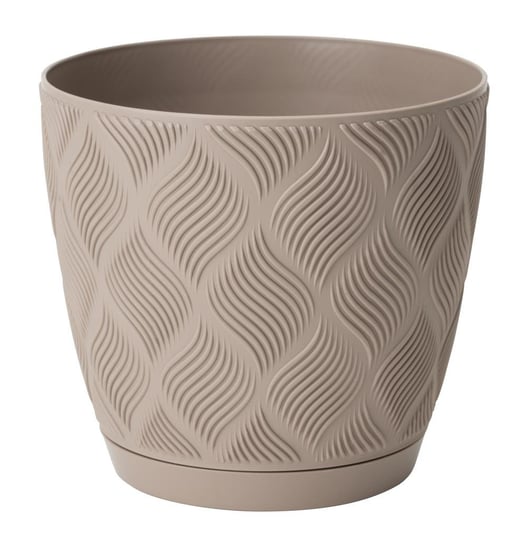 Doniczka Flow petit ECO recycled z podstawką 13 taupe FORM-PLASTIC