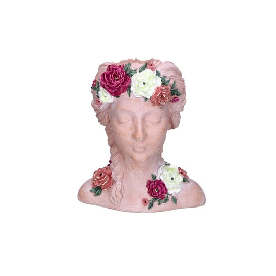Doniczka głowa kobiety z kwiatami we włosach ABC