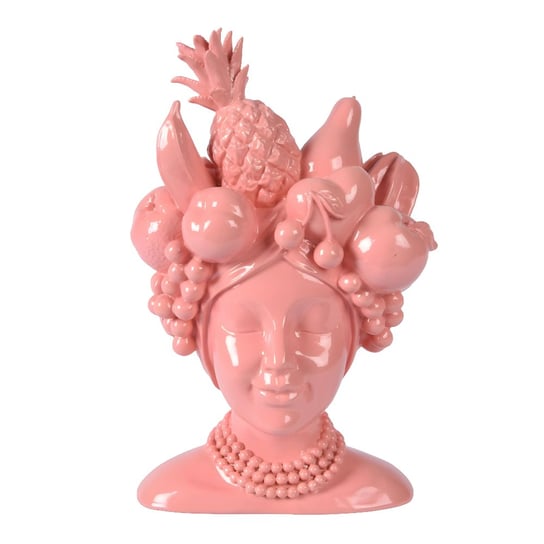 Doniczka głowa kobiety z owocami koralowa 37cm Inna marka