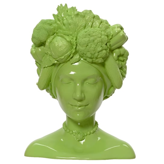 Doniczka głowa kobiety z warzywami zielona 36cm Inna marka