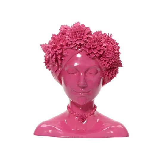 Doniczka głowa kobiety z wiankiem różowa 20cm Inna marka