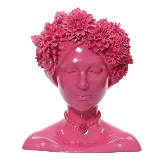 Doniczka głowa kobiety z wiankiem różowa 30cm Inna marka