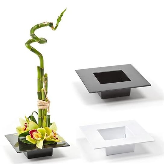Doniczka Ikebana, czarna połysk, 19x19 cm Pigmejka
