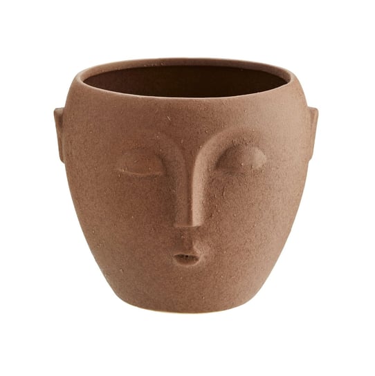 Doniczka, osłonka Face Imprint, ceramika, ceglana 12,5x10,5 cm (HY14827-13) Madam Stoltz