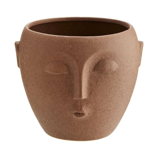 Doniczka, osłonka Face Imprint, ceramika, ceglana 14x12 cm (HY14827-14) Madam Stoltz