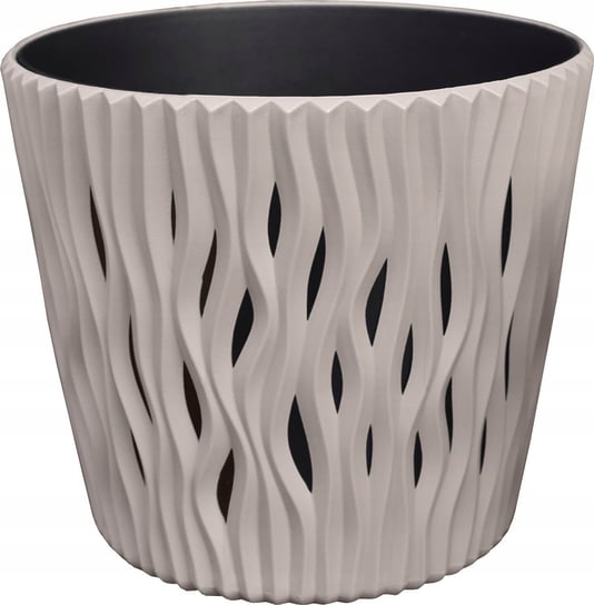 Prosperplast Vaso Sandy Con Fioriera Rotonda 29x19 Cm - Design Ceramica Color Crema Per Piante Da Interno/Esterno