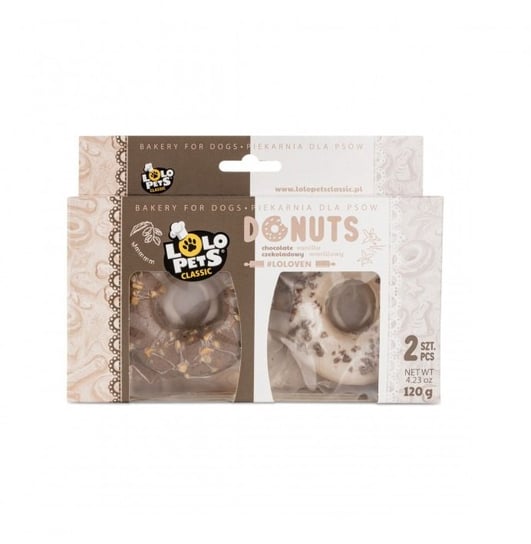 Donuts o smaku waniliowym i czekoladowo-orzechowym 2 szt. 120g Lolo pets