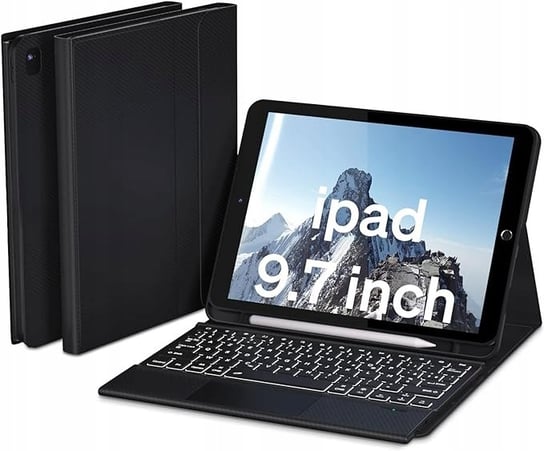 DoohowCase czarne etui z klawiaturą podświetlaną i touchpadem do iPada 9,7" J4