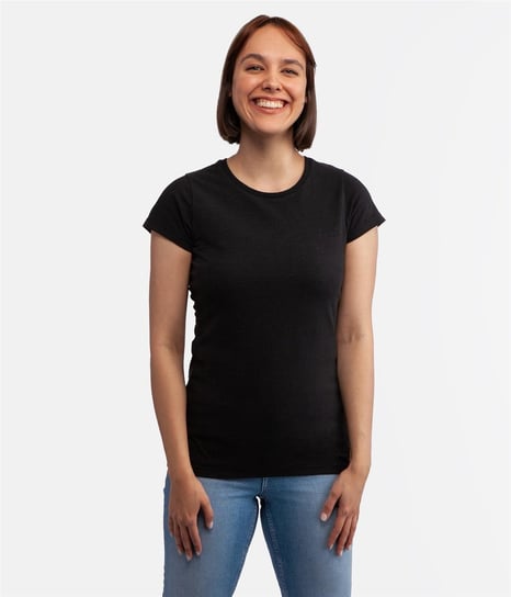 Dopasowany t-shirt z bawełny slub z lnem ISLA2 8041 BLACK-S Inna marka
