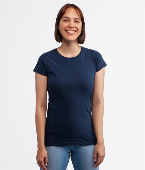 Dopasowany t-shirt z bawełny slub z lnem ISLA2 8041 NAVY-XL Inna marka