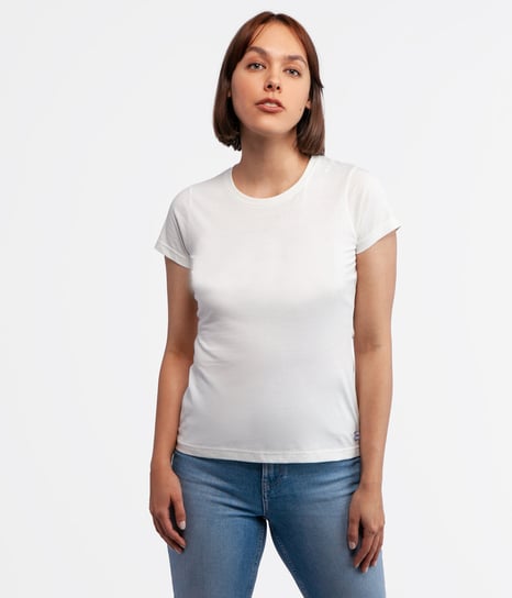 Dopasowany t-shirt z bawełny slub z lnem ISLA2 8041 WHITE-L Inna marka