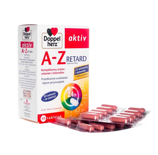 Doppelherz Aktiv A-Z Retard - suplement diety zawierający kompleksowy zestaw witamin i minerałów, 40 tabletek Queisser Pharma