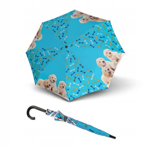 Doppler, Parasol dziecięcy, Ac Art Pieski, niebiesko-beżowy, 90 cm Doppler