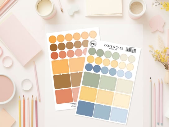 DOTS & TABS- naklejki kolorowe papierowe-2szt/ color paper stickers set of 2 Inna marka