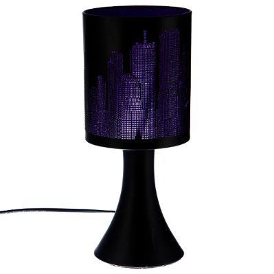 Dotykowa lampka nocna NYC, 28 cm, czarna z fioletowym światłem Atmosphera